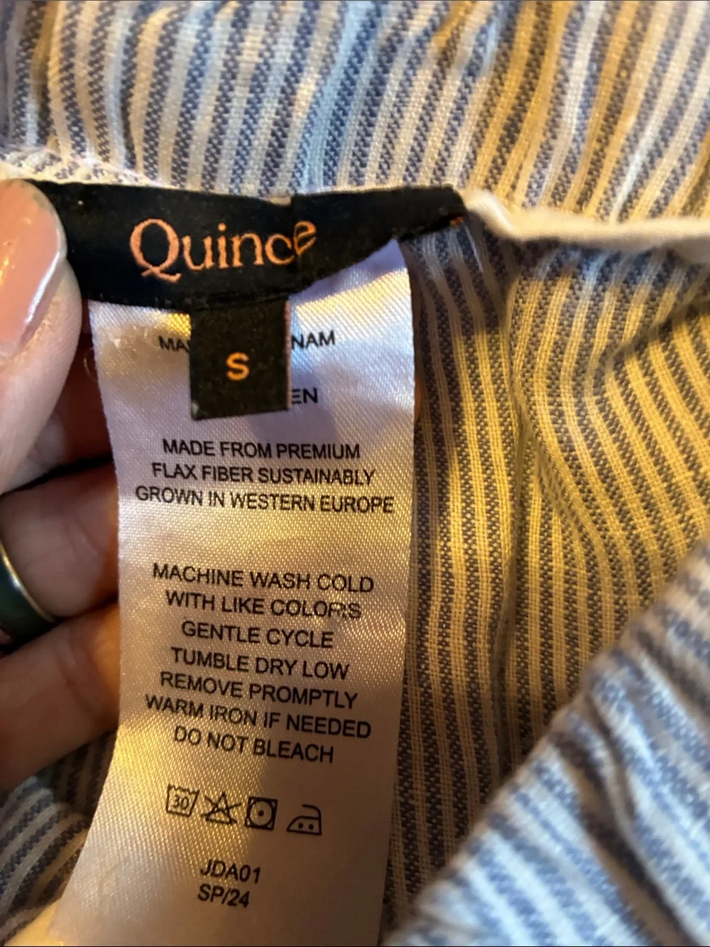 Quince Light Blue / gray & White Striped 100% linen Pants